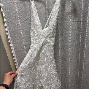 Lulu's White Lace Embellished Halter Bridal Shower Dress. Worn once